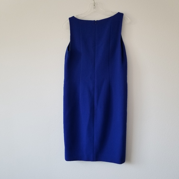 🌸 Akris Wool Crepe Double-Face Sleeveless Sheath Dress in Royal Blue Size 8 - Picture 8 of 10